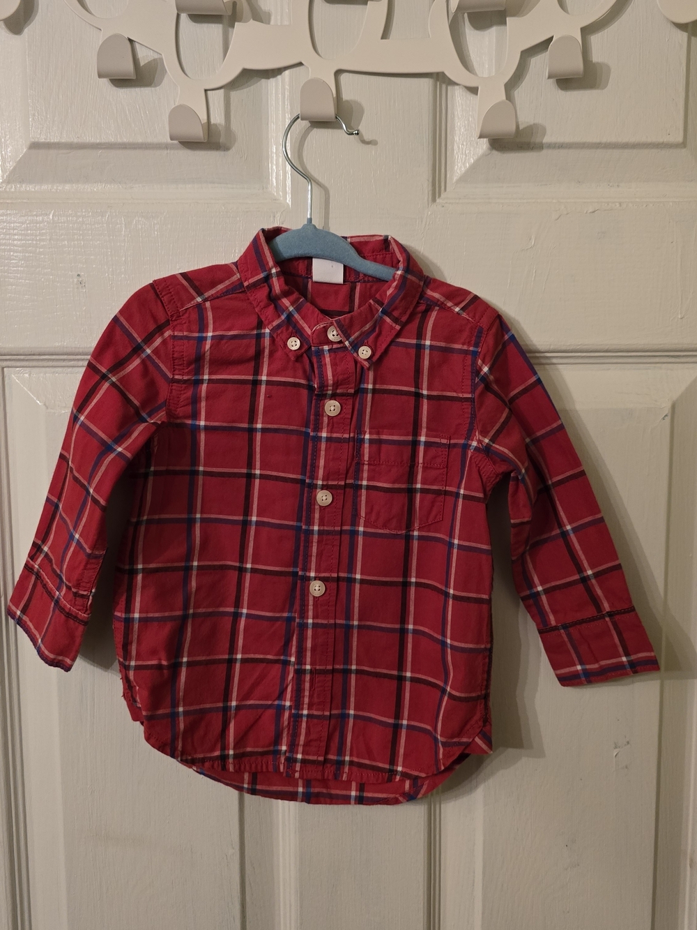 GAP Red Plaid Button-Down Shirt for Kids